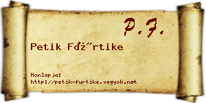 Petik Fürtike névjegykártya